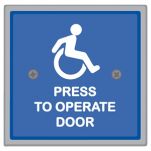 59-H - 4.5in. Square Blue Powder Coat Push Plate Assy. - (Wheel Chair -