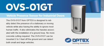 OVS-01GT - VEHICLE Presence Sensor for INDUSTRIAL DOOR - (ONLY) - (OPTEX